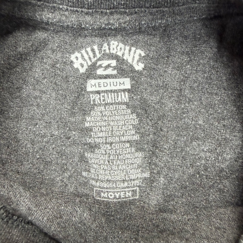Billabong Mens Premium Graphic T-Shirt Charcoal Gray Heather Logo Tee Size M - Picture 3 of 5